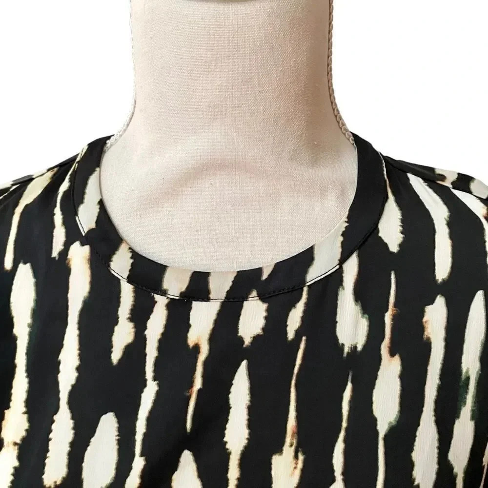 Bar III x Nicole Williams English Abstract Bell Sleeve Tie Crop Top XS - Picture 4 of 14